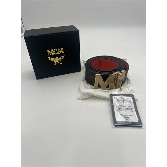 MCM Claus M Reversible Belt 39 inches In Embossed Monogram Leather. - Picture 1 of 7